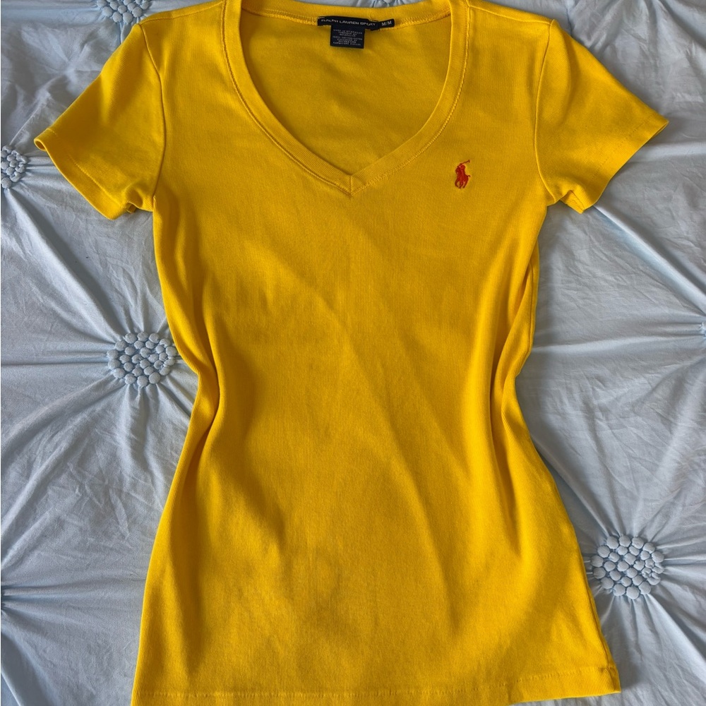 Polo by Ralph Lauren Bright Yellow V-Neck Tee